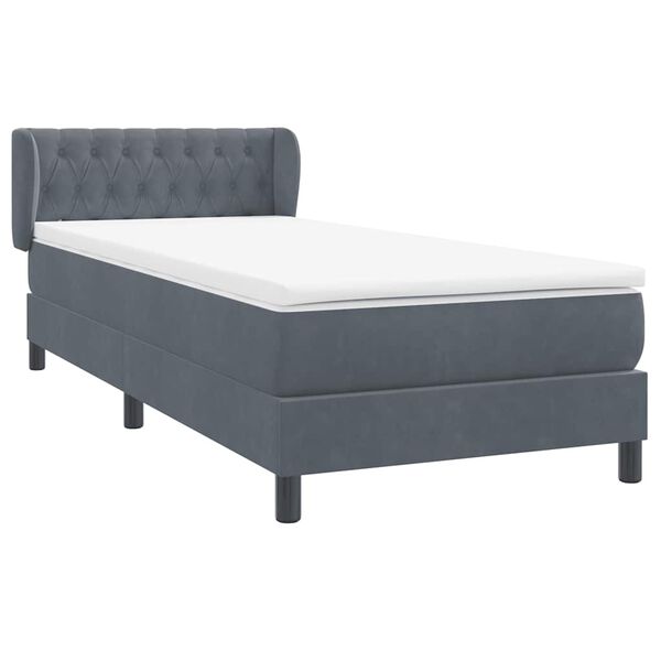 vidaXL Box spring postelja z vzmetnico temno siva 80x210 cm žamet