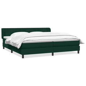 vidaXL Boxspring postelja z vzmetnicami temno zelena 180x220 cm žamet
