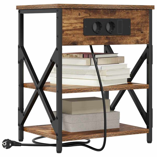 vidaXL Nočna omarica Dimljeni oreh 41 x 31 x 51 cm Konstruiran les