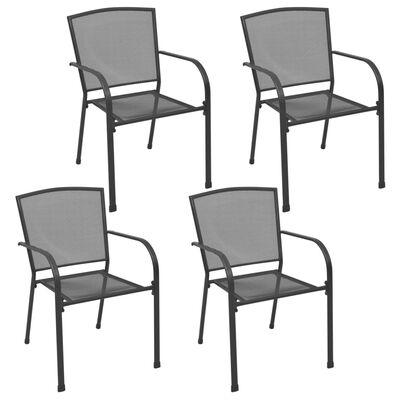 vidaXL Zunanji stoli 4 kosi mrežast dizajn antracitno jeklo