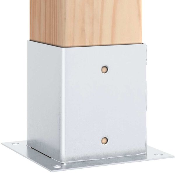 vidaXL Post Bases Square 12 kosov Silver 101x101 mm Pocinkano jeklo