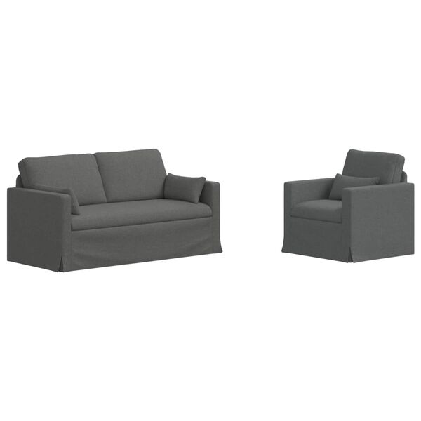 vidaXL Kavč 2 pcs Temno siva 158 x 78 x 80 cm blago