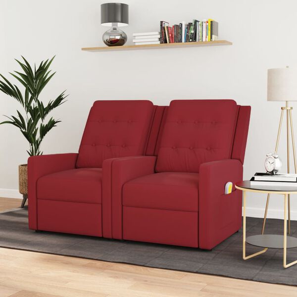 vidaXL Masažni dvosed vinsko rdeče blago