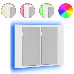vidaXL LED kopalni&scaron;ka omarica z ogledalom bela 60x12x45 cm akril
