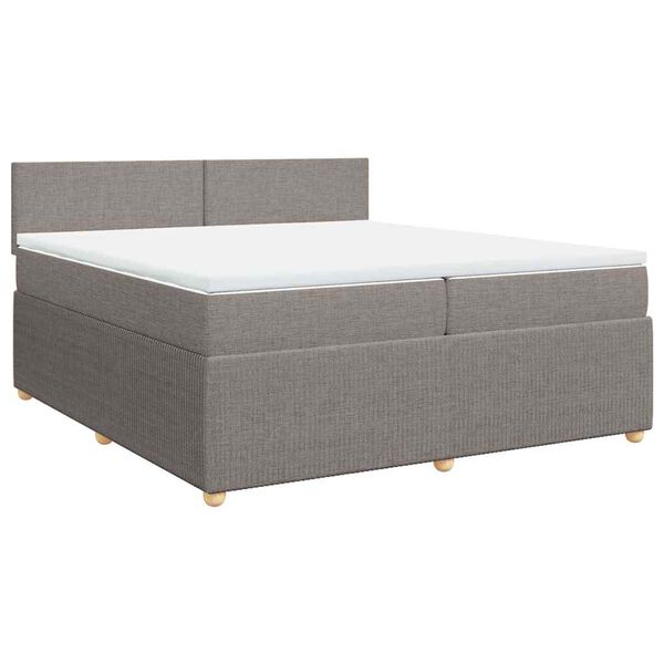 vidaXL Box spring postelja z vzmetnico taupe 200x200 cm blago