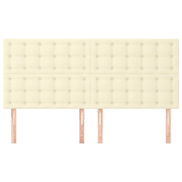 vidaXL Vzglavje postelje kremne barve 200x5x118/128 cm umetno usnje