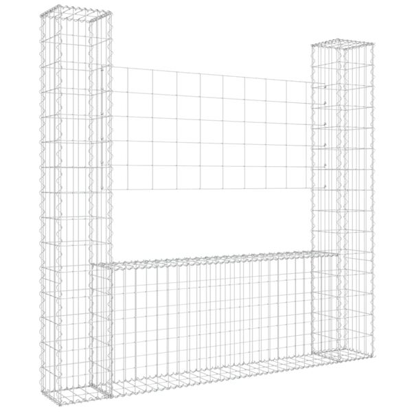 vidaXL Gabion košara U-oblike z 2 stebroma železo 140x20x150 cm