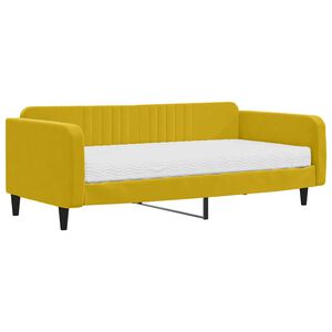 vidaXL Dnevna postelja z vzmetnico rumena 100x200 cm žamet