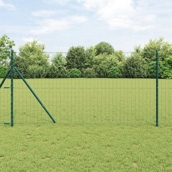 vidaXL Ograja s stebrom Zelena 1,2 x 25 m Jeklo