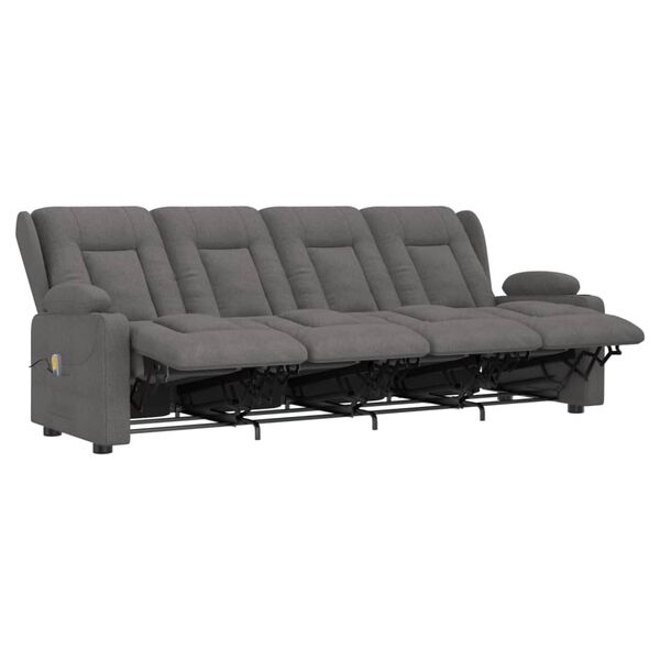 vidaXL Masažni štirised z držali za skodelico svetlo sivo blago