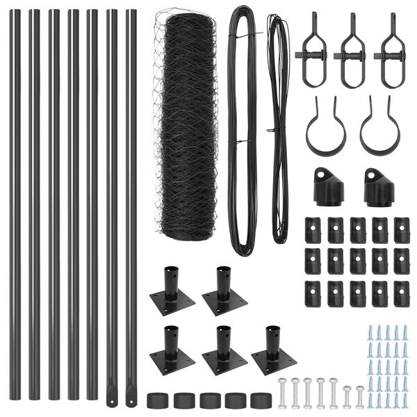 vidaXL Steber ograje. Siva 10 x 0,4 m (50 mm mreža) Jeklo in PVC