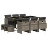 vidaXL Vrtna jedilna garnitura 11-delna z blazinami siv poli ratan