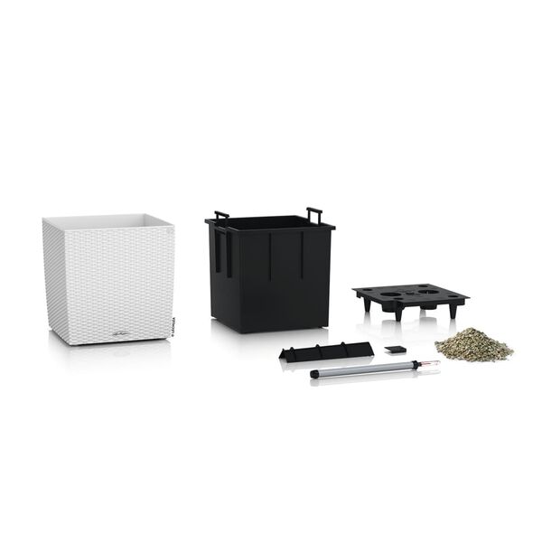 LECHUZA Cvetlično korito CUBE Cottage 40 ALL-IN-ONE bela