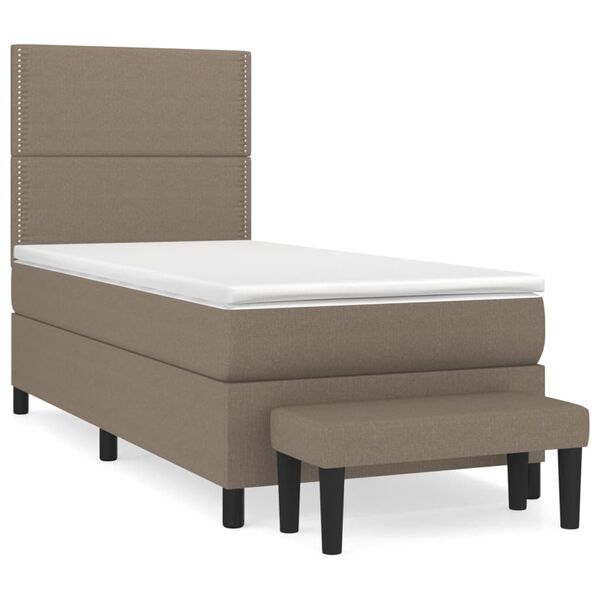 vidaXL Box spring postelja z vzmetnico taupe 90x200 cm blago