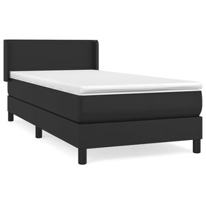 vidaXL Box spring postelja z vzmetnico črna 80x200 cm umetno usnje
