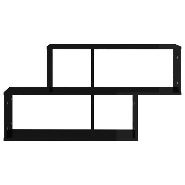 vidaXL Stenska polica visok sijaj črna 100x18x53 cm inženirski les