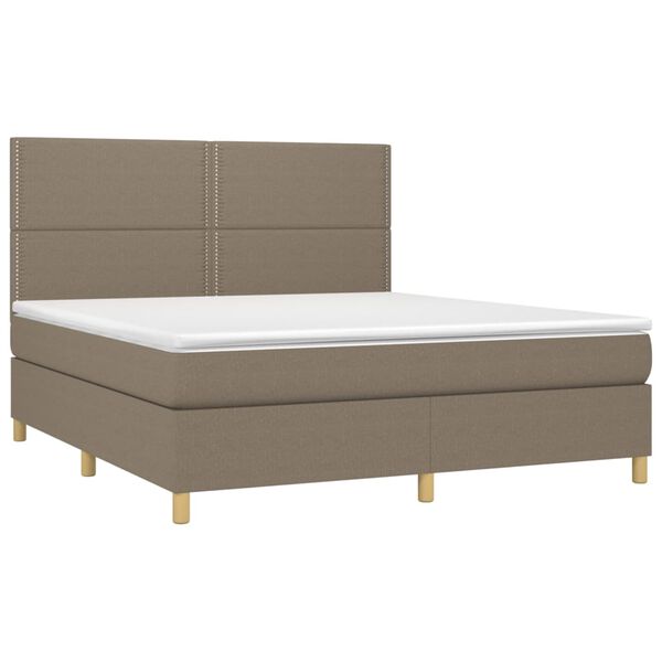 vidaXL Box spring postelja z vzmetnico taupe 180x200 cm blago