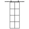 vidaXL Drsna vrata z opremo 76x205 cm ESG steklo in aluminij