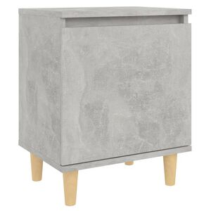 vidaXL Nočna omarica z lesenimi nogami betonsko siva 40x30x50 cm