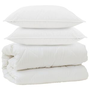 vidaXL Pokrivač z blazinami z blazino 3 pcs Bela Mikrovlakna