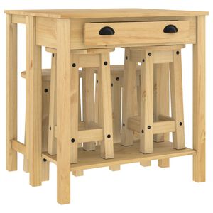 vidaXL Barska garnitura 3-delna trdna borovina