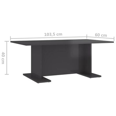 vidaXL Klubska mizica visok sijaj siva 103,5x60x40 cm iverna plošča
