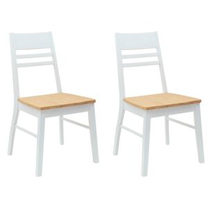 vidaXL Jedilni stoli 2 kos Masivno gumovo les Bela 43 x 54 x 89 cm