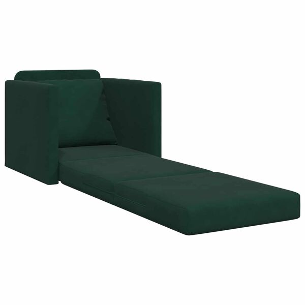 vidaXL Sofa postelja 60cm Temno zelena Žamet