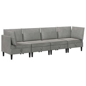 vidaXL Komplet pohi&scaron;tva za dnevno sobo 4 pcs Svetlo siva Žamet