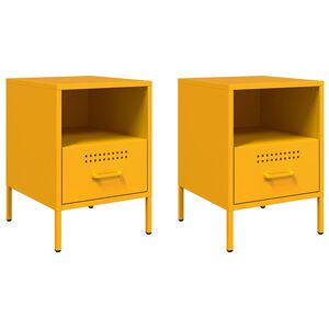 vidaXL Nočna omarica 2 kosa gorčično rumena 36x39x50,5 cm jeklo