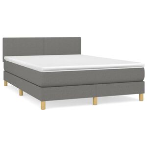 vidaXL Box spring postelja z vzmetnico temno siva 140x200 cm blago