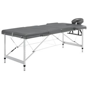 vidaXL Masažna miza s 3 conami aluminijast okvir antracit 186x68 cm