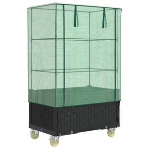vidaXL Visoka greda s prevleko in kolesi videz ratana 80x50x182 cm