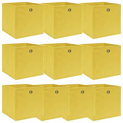 vidaXL Škatle za shranjevanje 10 kosov rumene 32x32x32 cm blago