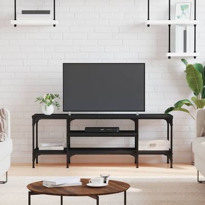 vidaXL TV omarica črna 121x35x45 cm inženirski les in železo