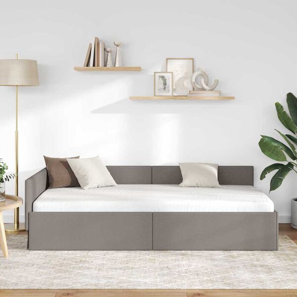 vidaXL Kotna postelja z vzglavjem Taupe 80 cm x 200 cm blago