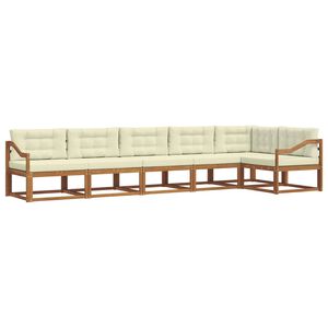 vidaXL Zunanja garnitura za sedenje z blazino 6 pcs Naravna in smetana