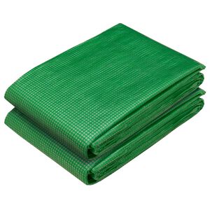 vidaXL Tarpaulin s očesi 2 kos Zelena 1,5 x 5 m 260 gsm PE