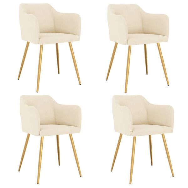vidaXL Jedilni stoli 4 kosi krem žamet
