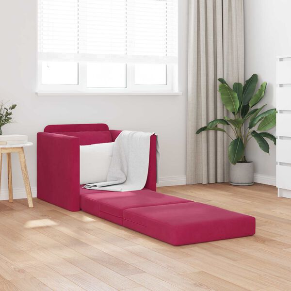 vidaXL Sofa postelja 60cm Vinorodna rdeča Žamet