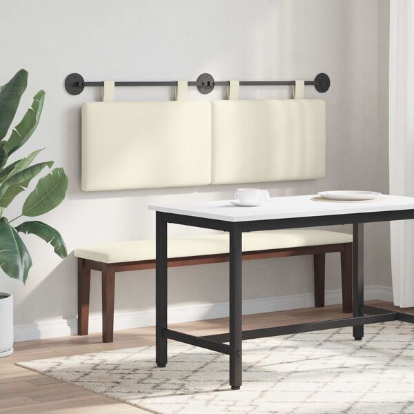 vidaXL Visoki naslon za glavo krema 150 x 55 x 5 cm Žametna tkanina