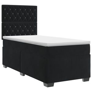 vidaXL Postelja boxspring z vzmetnico Črna 80 x 200 cm Žamet
