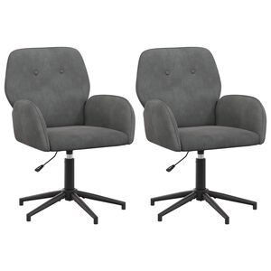 vidaXL Vrteči pisarni&scaron;ki stoli 2 kos Žamet 54 x 55 x 90 cm Temno siva