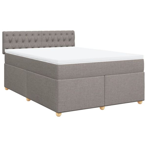 vidaXL Box spring postelja z vzmetnico taupe 140x190 cm blago