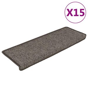 vidaXL Samolepilne preproge za stopnice 15 kosov 65x21x4cm sive in bež