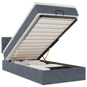 vidaXL Otomanski posteljni okvir z vzmetnico siv 80x200 cm žamet