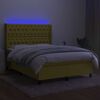 vidaXL Box spring postelja z vzmetnico LED zelena 140x190 cm blago