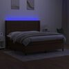 vidaXL Box spring postelja z vzmetnico LED temno rjava 180x200cm blago