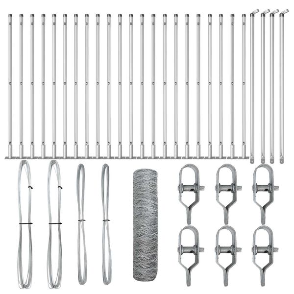 vidaXL Steber ograje. srebrna 50 x 1 m (36 mm mreža) Jeklo