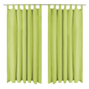 vidaXL Zavese iz mikro satena 2 kosa z zankami 140x225 cm zelene barve